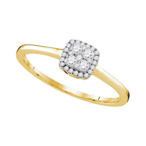 Diamond Cluster Ring | 10kt Yellow Gold Womens Round Diamond Square Cluster Ring 1/5 Cttw | Splendid Jewellery GND