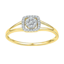 Load image into Gallery viewer, Mesmerizing Square Frame Diamond Cluster Ring in 10kt Yellow Gold Top View from Splendid Jewellery