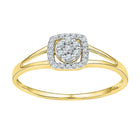 Mesmerizing Square Frame Diamond Cluster Ring in 10kt Yellow Gold Top View from Splendid Jewellery