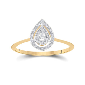 Diamond Cluster Ring | 10kt Yellow Gold Womens Round Diamond Teardrop Ring 1/20 Cttw | Splendid Jewellery GND