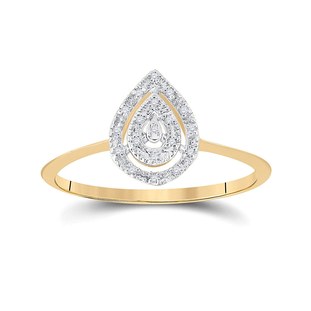 Diamond Cluster Ring | 10kt Yellow Gold Womens Round Diamond Teardrop Ring 1/20 Cttw | Splendid Jewellery GND