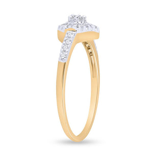 Diamond Cluster Ring | 10kt Yellow Gold Womens Round Diamond Teardrop Ring 1/5 Cttw | Splendid Jewellery GND