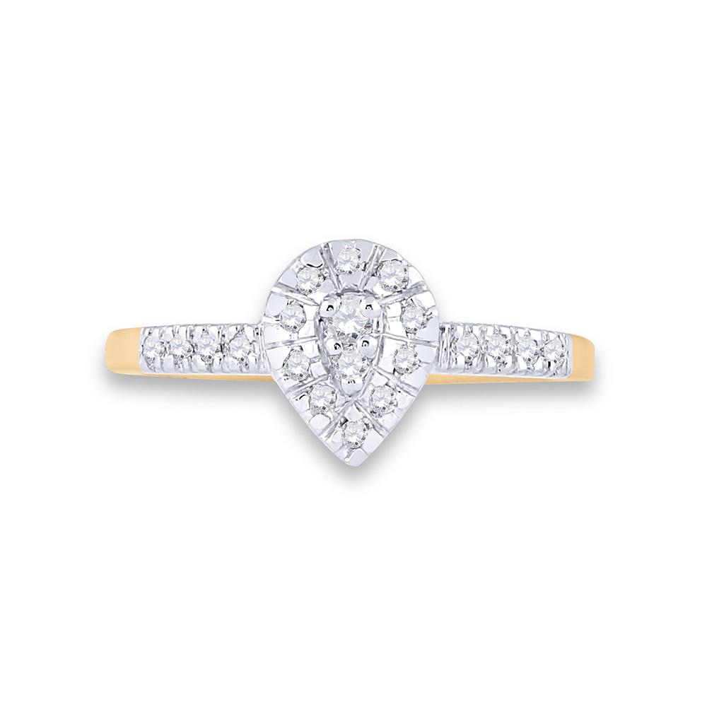 Diamond Cluster Ring | 10kt Yellow Gold Womens Round Diamond Teardrop Ring 1/5 Cttw | Splendid Jewellery GND