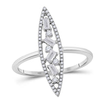 Load image into Gallery viewer, 14kt White Gold Geometric Baguette Diamond Cluster Ring - Top View