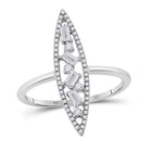 14kt White Gold Geometric Baguette Diamond Cluster Ring - Top View