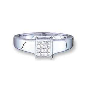 Diamond Cluster Ring | 14kt White Gold Womens Princess Diamond Cluster Ring 1/5 Cttw | Splendid Jewellery GND