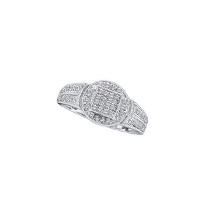 Diamond Cluster Ring | 14kt White Gold Womens Round Diamond Circle Frame Cluster Ring 1/5 Cttw | Splendid Jewellery GND