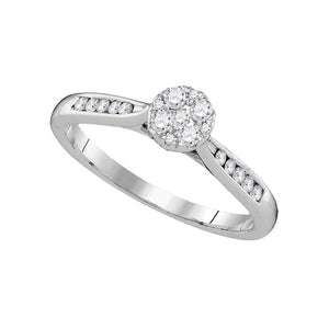 Diamond Cluster Ring | 14kt White Gold Womens Round Diamond Cluster Ring 1/4 Cttw | Splendid Jewellery GND