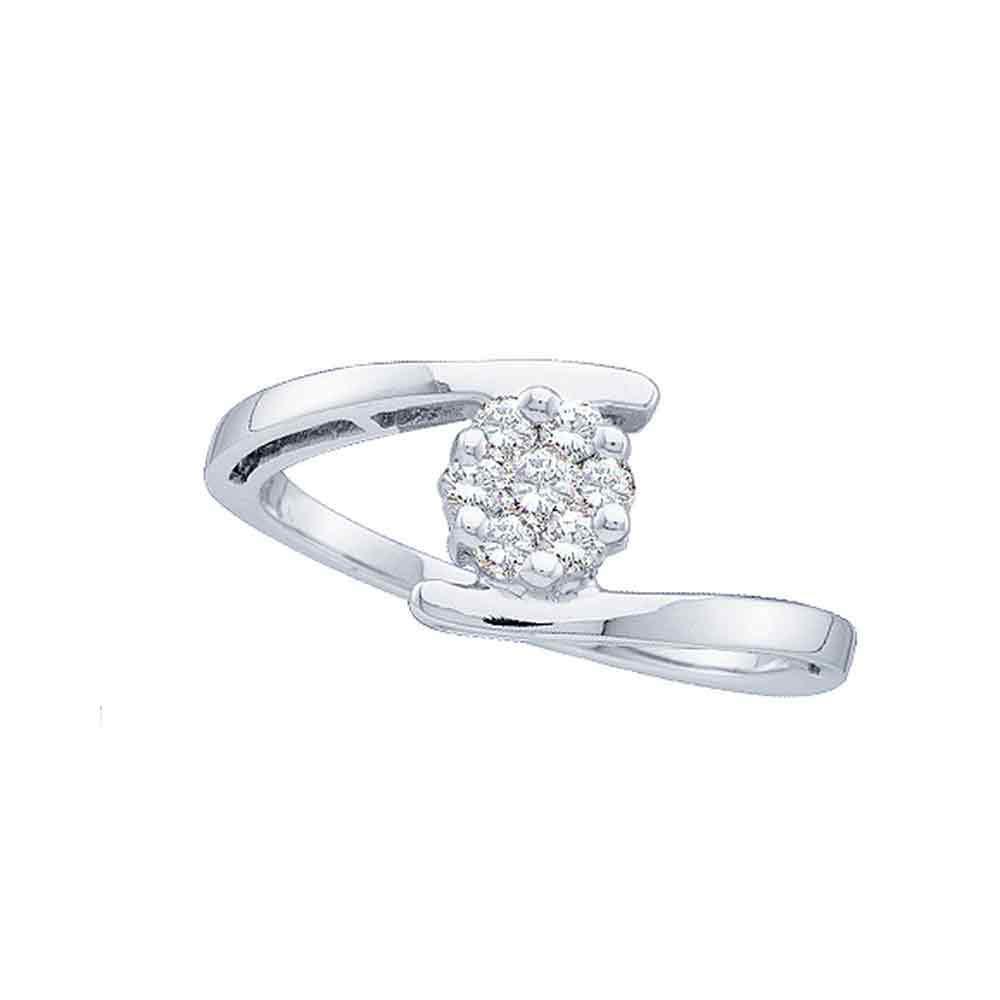 Diamond Cluster Ring | 14kt White Gold Womens Round Diamond Cluster Ring 1/4 Cttw | Splendid Jewellery GND