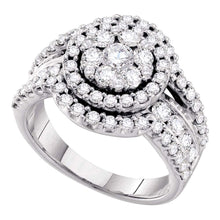 Load image into Gallery viewer, Enchanting Diamond Blossom Ring | 14kt White Gold Womens Round Diamond Flower Cluster Cluster Ring 2 Cttw | Splendid Jewellery Top View from Splendid Jewellery