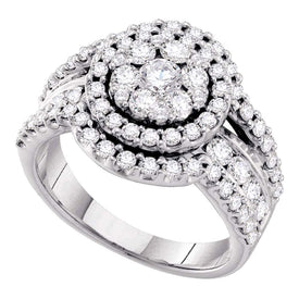 Enchanting Diamond Blossom Ring | 14kt White Gold Womens Round Diamond Flower Cluster Cluster Ring 2 Cttw | Splendid Jewellery Top View from Splendid Jewellery