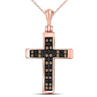 Radiant Rose Gold Brown Diamond Cross Pendant: A Symbol of Ethereal Elegance  Top View from Splendid Jewellery