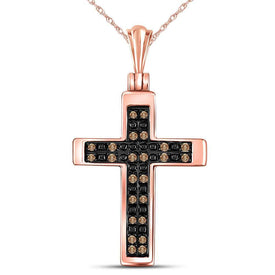 Radiant Rose Gold Brown Diamond Cross Pendant: A Symbol of Ethereal Elegance  Top View from Splendid Jewellery