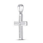 Radiant Diamond Cross Pendant | 10kt White Gold Womens Princess Diamond Cross Pendant 1/10 Cttw | Splendid Jewellery Side view from the 10Kt White Gold Womens Princess Diamond Cross Pendant 1 10 Cttwpin280466 collection by Splendid Jewellery