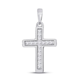 Radiant Faith Diamond Cross Pendant Top view from the 10Kt White Gold Womens Princess Diamond Cross Pendant 1 6 Cttwpin280805 collection by Splendid Jewellery