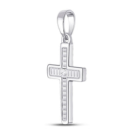 Radiant Spirit Diamond Cross Pendant Side view from the 10Kt White Gold Womens Princess Diamond Cross Pendant 1 8 Cttwpin280800 collection by Splendid Jewellery