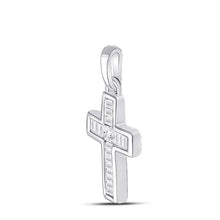 Load image into Gallery viewer, 10kt White Gold Princess Diamond Cross Pendant - A Radiant Symbol of Faith and Elegance Side view from the 10Kt White Gold Womens Princess Diamond Small Cross Pendant 1 6 Cttwpin280802 collection by Splendid Jewellery