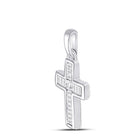 10kt White Gold Princess Diamond Cross Pendant - A Radiant Symbol of Faith and Elegance Side view from the 10Kt White Gold Womens Princess Diamond Small Cross Pendant 1 6 Cttwpin280802 collection by Splendid Jewellery