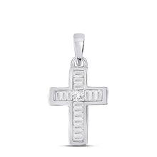 Load image into Gallery viewer, 10kt White Gold Princess Diamond Cross Pendant - A Radiant Symbol of Faith and Elegance Top view from the 10Kt White Gold Womens Princess Diamond Small Cross Pendant 1 6 Cttwpin280802 collection by Splendid Jewellery