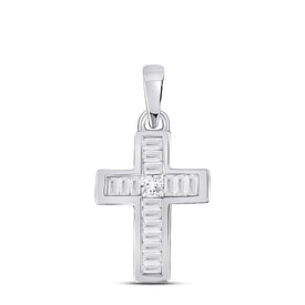 10kt White Gold Princess Diamond Cross Pendant - A Radiant Symbol of Faith and Elegance Top view from the 10Kt White Gold Womens Princess Diamond Small Cross Pendant 1 6 Cttwpin280802 collection by Splendid Jewellery