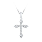 Radiant Reflections: 10kt White Gold Diamond Cross Pendant  Top View from Splendid Jewellery