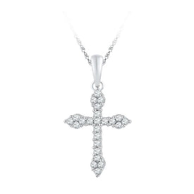 Radiant Reflections: 10kt White Gold Diamond Cross Pendant  Top View from Splendid Jewellery