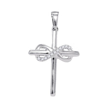 Load image into Gallery viewer, Eternal Grace Diamond Cross Pendant Top view from the 10Kt White Gold Womens Round Diamond Cross Infinity Pendant 1 20 Cttwpin66850 collection by Splendid Jewellery