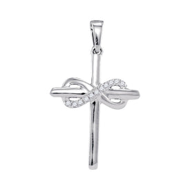 Eternal Grace Diamond Cross Pendant Top view from the 10Kt White Gold Womens Round Diamond Cross Infinity Pendant 1 20 Cttwpin66850 collection by Splendid Jewellery