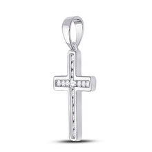 Load image into Gallery viewer, 10kt White Gold Diamond Cross Pendant - A Symbol of Timeless Elegance and Devotion Side view from the 10Kt White Gold Womens Round Diamond Cross Pendant 1 10 Cttwpin280493 collection by Splendid Jewellery