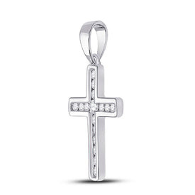 10kt White Gold Diamond Cross Pendant - A Symbol of Timeless Elegance and Devotion Side view from the 10Kt White Gold Womens Round Diamond Cross Pendant 1 10 Cttwpin280493 collection by Splendid Jewellery