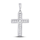 10kt White Gold Diamond Cross Pendant - A Symbol of Timeless Elegance and Devotion Top view from the 10Kt White Gold Womens Round Diamond Cross Pendant 1 10 Cttwpin280493 collection by Splendid Jewellery
