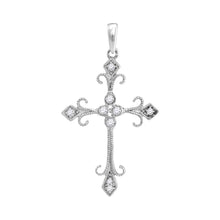 Load image into Gallery viewer, Radiant Reflections: 10kt White Gold Womens Round Diamond Cross Pendant  Top View from Splendid Jewellery