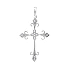 Radiant Reflections: 10kt White Gold Womens Round Diamond Cross Pendant  Top View from Splendid Jewellery