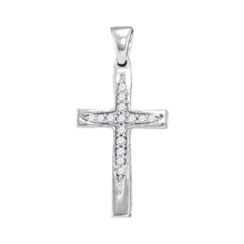 Load image into Gallery viewer, Radiant Grace Diamond Cross Pendant | 10kt White Gold Womens Round Diamond Cross Pendant 1/10 Cttw | Splendid Jewellery  Top View from Splendid Jewellery