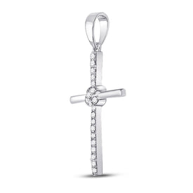 Radiant Reflections: 10kt White Gold Womens Diamond Cross Pendant Side view from the 10Kt White Gold Womens Round Diamond Cross Pendant 1 12 Cttwpin249621 collection by Splendid Jewellery