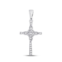 Load image into Gallery viewer, Radiant Faith: 10kt White Gold Diamond Cross Pendant 1/12 Cttw Top view from the 10Kt White Gold Womens Round Diamond Faith Cross Pendant 1 12 Cttwpin249677 collection by Splendid Jewellery