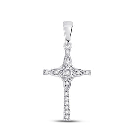 Radiant Faith: 10kt White Gold Diamond Cross Pendant 1/12 Cttw Top view from the 10Kt White Gold Womens Round Diamond Faith Cross Pendant 1 12 Cttwpin249677 collection by Splendid Jewellery