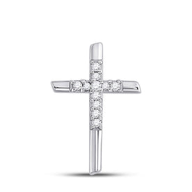 Radiant Reflections: 10kt White Gold Diamond Cross Pendant Top view from the 10Kt White Gold Womens Round Diamond Cross Pendant 1 12 Cttwpin280055 collection by Splendid Jewellery