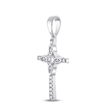 Load image into Gallery viewer, Radiant Faith: 10kt White Gold Diamond Cross Pendant 1/12 Cttw Side view from the 10Kt White Gold Womens Round Diamond Faith Cross Pendant 1 12 Cttwpin249677 collection by Splendid Jewellery