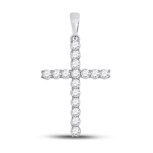 Load image into Gallery viewer, Radiant Faith Diamond Cross Pendant Top view from the 10Kt White Gold Womens Round Diamond Cross Pendant 1 2 Cttwpin280430 collection by Splendid Jewellery