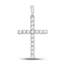Radiant Faith Diamond Cross Pendant Top view from the 10Kt White Gold Womens Round Diamond Cross Pendant 1 2 Cttwpin280430 collection by Splendid Jewellery
