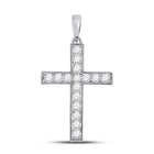 Radiant Faith: 10kt White Gold Diamond Cross Pendant Top view from the 10Kt White Gold Womens Round Diamond Cross Pendant 1 2 Cttwpin280439 collection by Splendid Jewellery