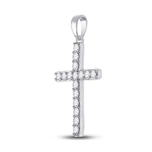 Load image into Gallery viewer, Radiant Reflections: 10kt White Gold Diamond Cross Pendant Side view from the 10Kt White Gold Womens Round Diamond Cross Pendant 1 2 Cttwpin280414 collection by Splendid Jewellery
