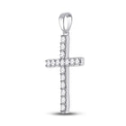 Radiant Reflections: 10kt White Gold Diamond Cross Pendant Side view from the 10Kt White Gold Womens Round Diamond Cross Pendant 1 2 Cttwpin280414 collection by Splendid Jewellery