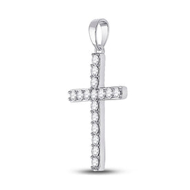 Radiant Reflections: 10kt White Gold Diamond Cross Pendant Side view from the 10Kt White Gold Womens Round Diamond Cross Pendant 1 2 Cttwpin280414 collection by Splendid Jewellery