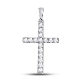 Radiant Reflections: 10kt White Gold Diamond Cross Pendant Top view from the 10Kt White Gold Womens Round Diamond Cross Pendant 1 2 Cttwpin280414 collection by Splendid Jewellery