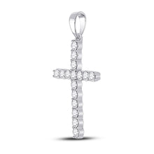Load image into Gallery viewer, Radiant Faith Diamond Cross Pendant Side view from the 10Kt White Gold Womens Round Diamond Cross Pendant 1 2 Cttwpin280430 collection by Splendid Jewellery