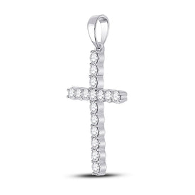 Radiant Faith Diamond Cross Pendant Side view from the 10Kt White Gold Womens Round Diamond Cross Pendant 1 2 Cttwpin280430 collection by Splendid Jewellery
