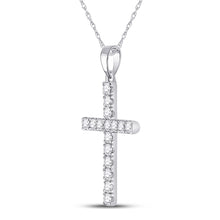 Load image into Gallery viewer, Ethereal Faith Diamond Cross Pendant Side view from the 10Kt White Gold Womens Round Diamond Cross Pendant 1 2 Cttwpin280494 collection by Splendid Jewellery
