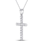 Ethereal Faith Diamond Cross Pendant Side view from the 10Kt White Gold Womens Round Diamond Cross Pendant 1 2 Cttwpin280494 collection by Splendid Jewellery